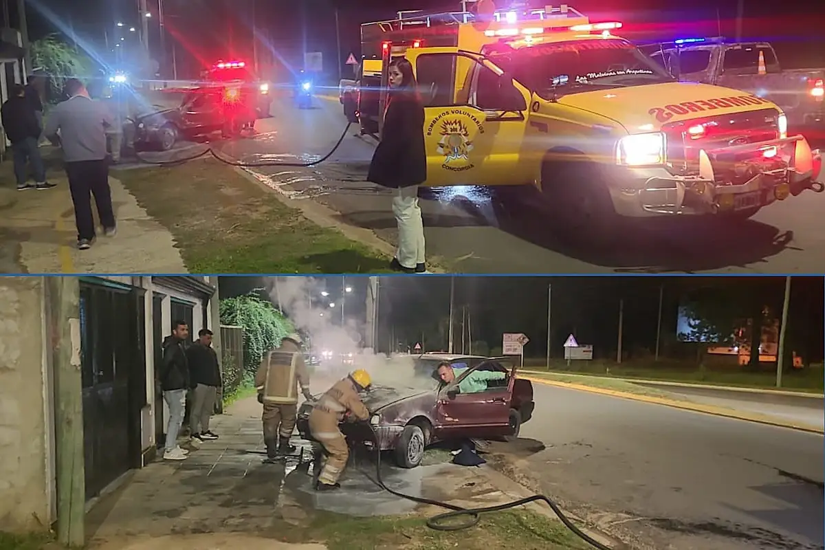 Incendio de auto en avenida Monseñor Rösch - Diario El Enfoque Concordia