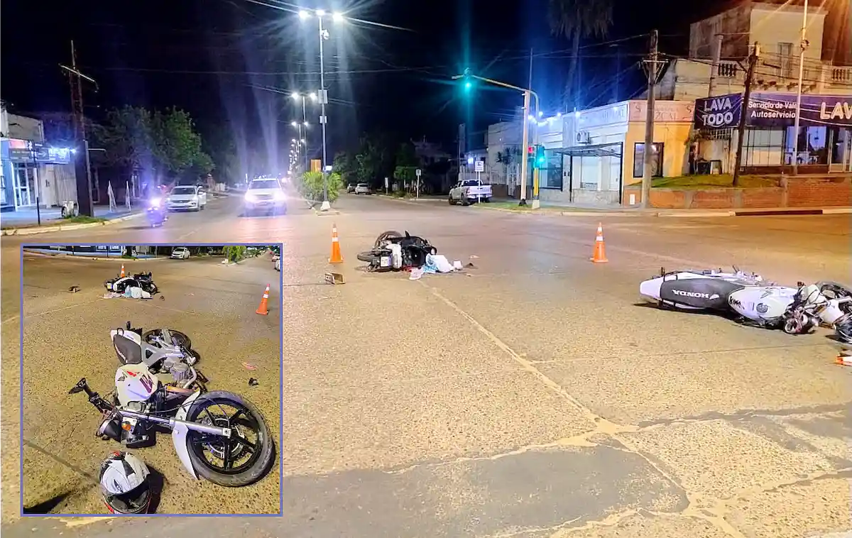 Motocicletas involucradas en un choque nocturno en Concordia - Diario El Enfoque
