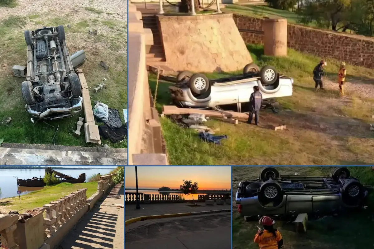 Colón camioneta cayó desde la costanera y hay un herido grave - Diario El Enfoque Concordia