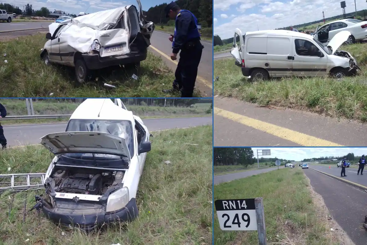 Accidente de transito vial, kilometro 249, autovía artigas, ruta 14, localidad de Estancia Grande, concordia