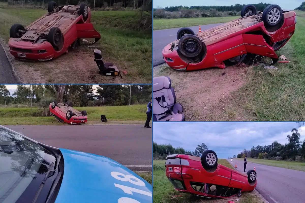 vuelco auto en ruta 015 - diario el enfoque concordia