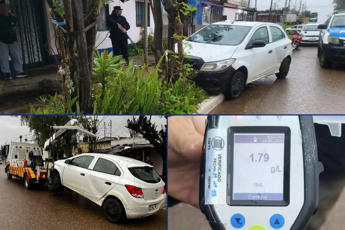 Terminó con el auto sobre la vereda y dio 1,79 gl de alcohol en Concordia - Diario El Enfoque