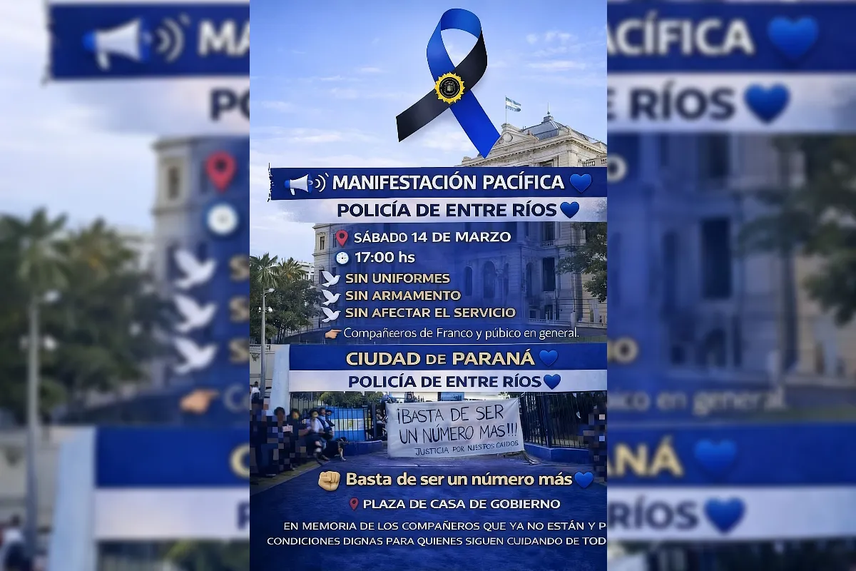 Convocan a una manifestación pacífica de la Policía de Entre Ríos - Diario El Enfoque Concordia