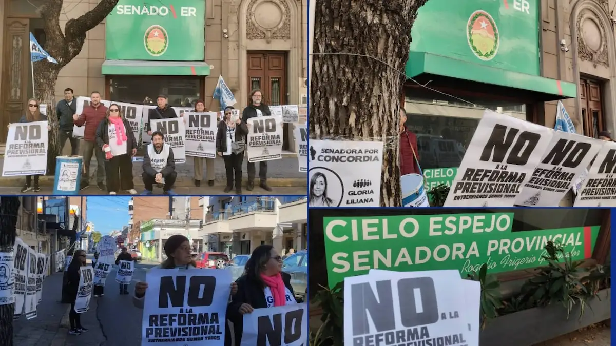 AGMER protestó frente a la oficina de la senadora Cozzi por la reforma previsional - Diario El Enfoque Concordia