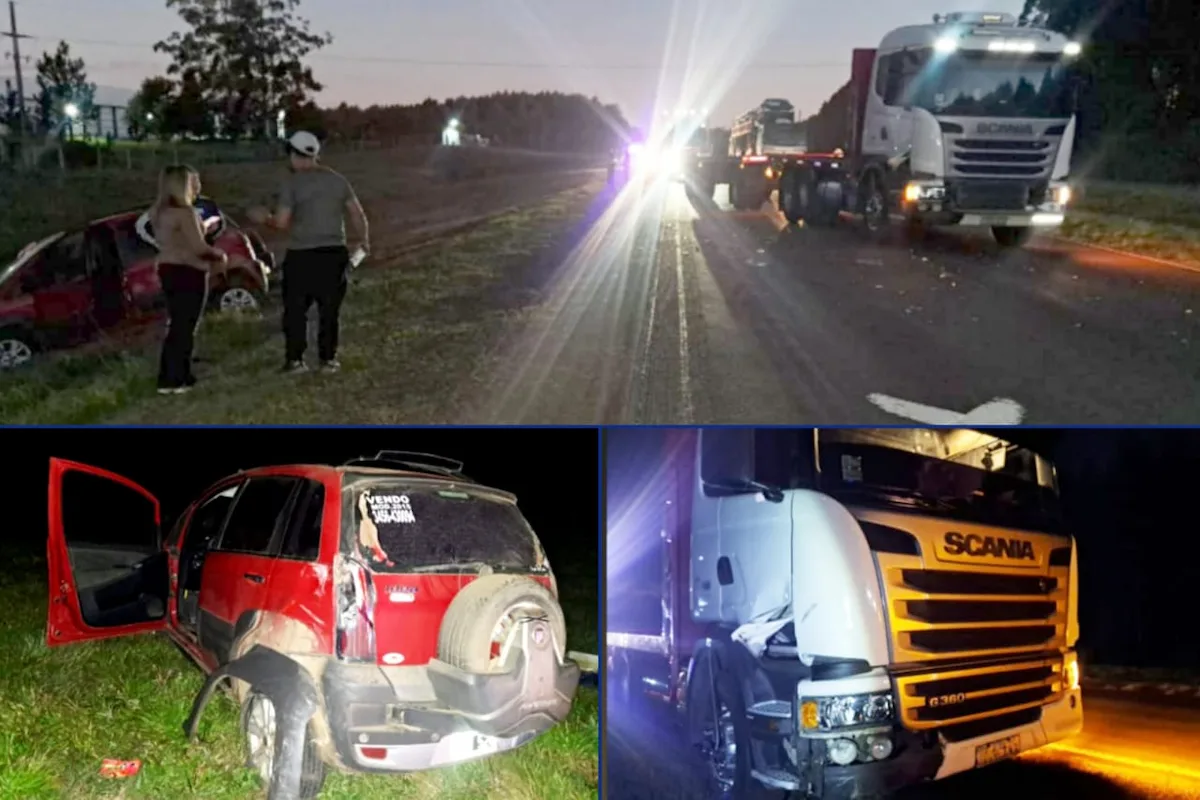 Accidente en la Ruta 14 un auto perdió el control y fue impactado por un camión - Diario El Enfoque Concordia