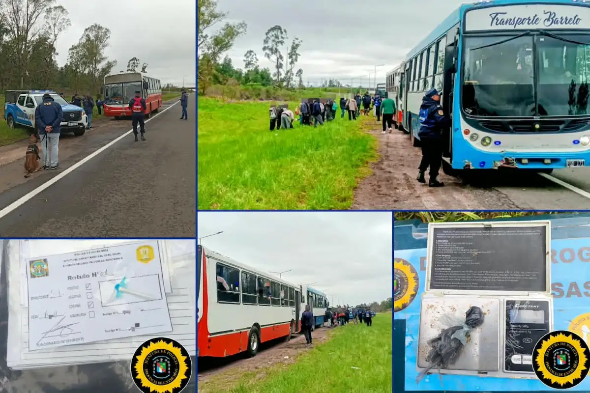 Controlaron 22 colectivos en la Autovía Artigas y secuestraron cocaína y marihuana - Diario El Enfoque Concordia