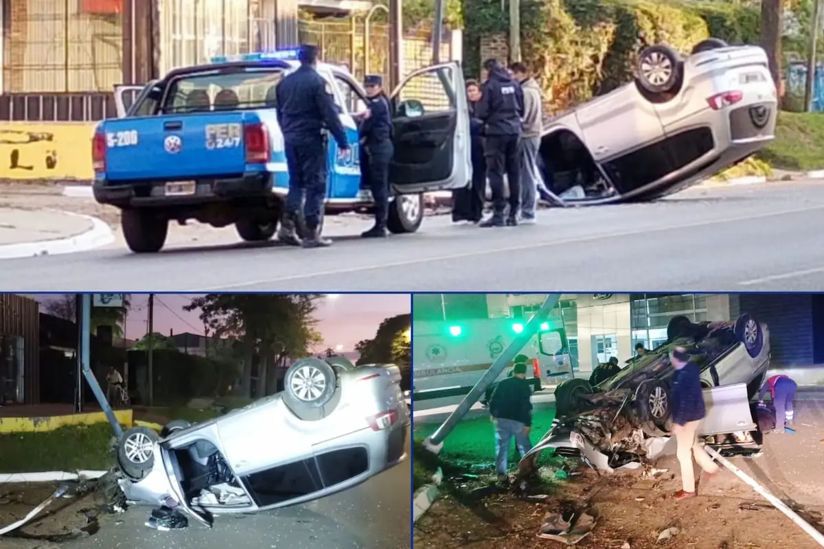 Concordia - Violento vuelco en avenida Eva Perón dos heridos - Diario El Enfoque