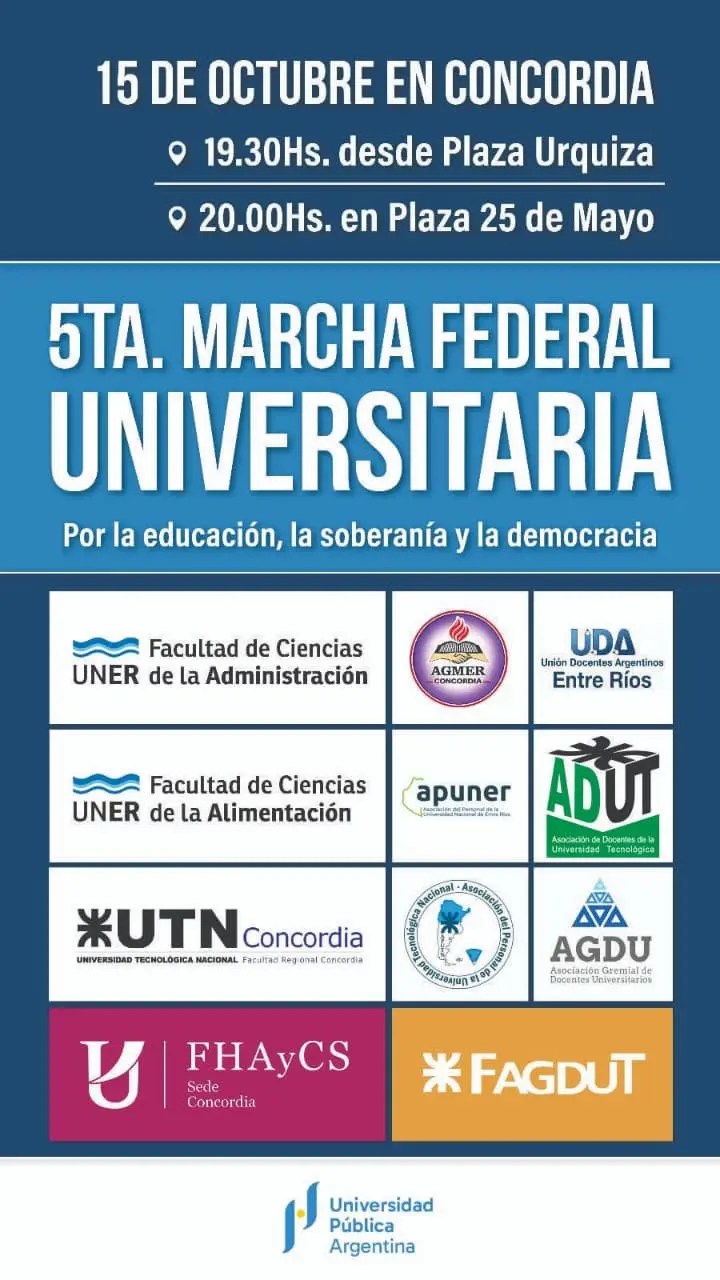 convocatoria marcha univ flyer - diario el enfoque concordia
